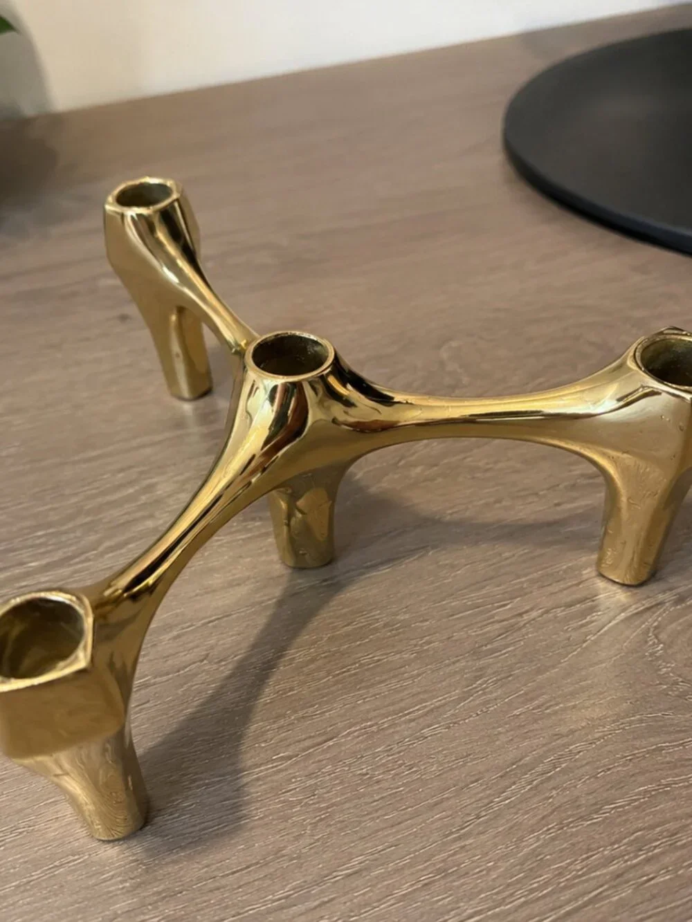 Mid-Century Modern Gold Candle Holder / Sculptural Decor